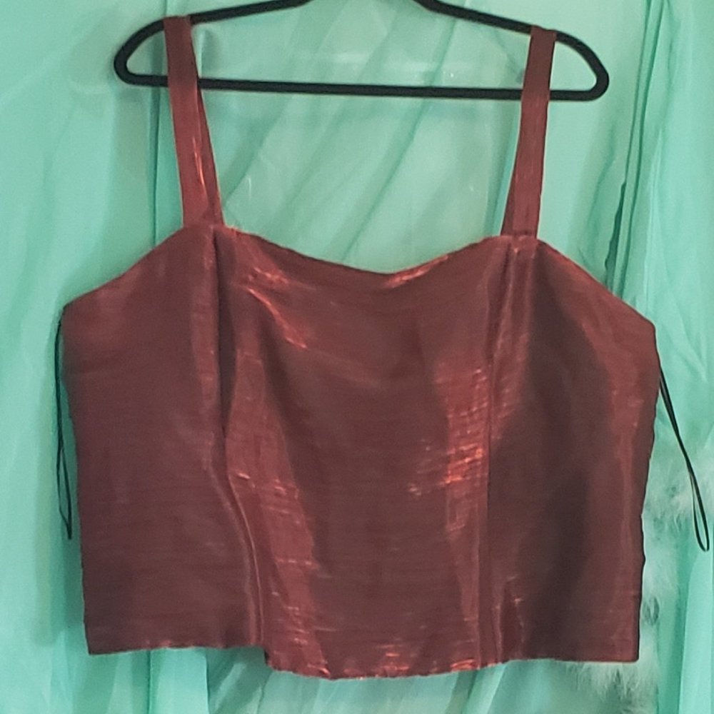 Shiny dark red top
